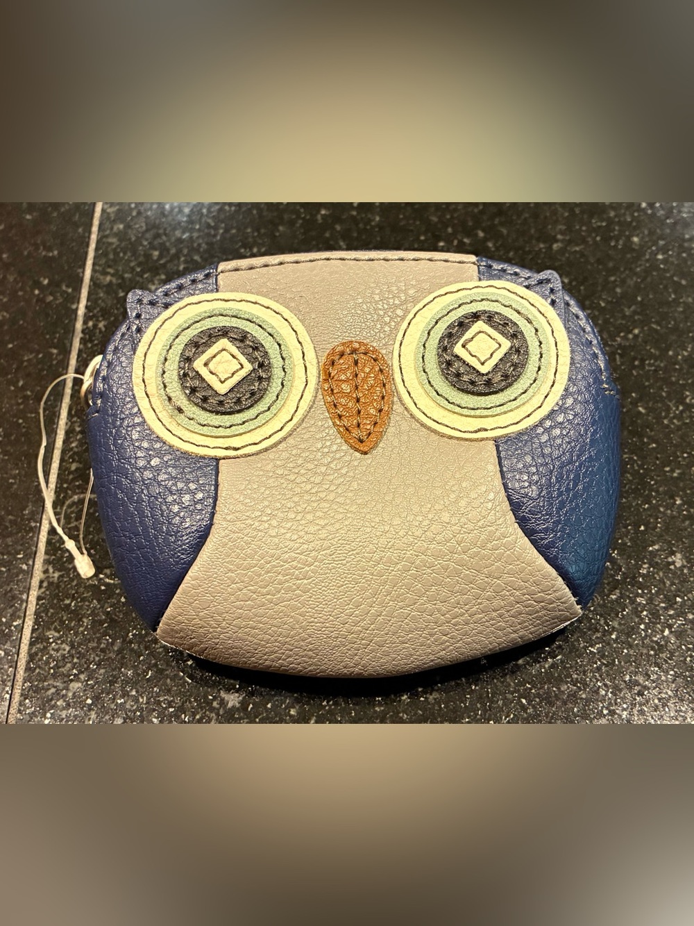 Relic Owl Change Purse Attached Key Chain Zip Top Blue Gray NWOT